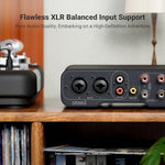 Fosi Audio ZA3 Class D audio component displaying speaker terminal outputs and active subwoofer port.