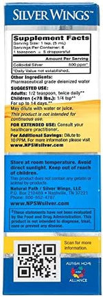 Natural Path Silver Wings 500 PPM premium dietary mineral supplement one fluid ounce packaging