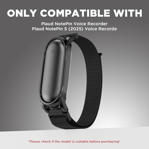 Black adjustable braided nylon replacement strap with protective case for Plaud NotePin S.