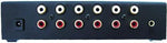 Compact professional stereo RCA line level distribution amp with inputs and outputs for audio zoning.