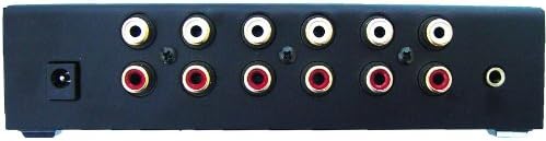 Compact professional stereo RCA line level distribution amp with inputs and outputs for audio zoning.