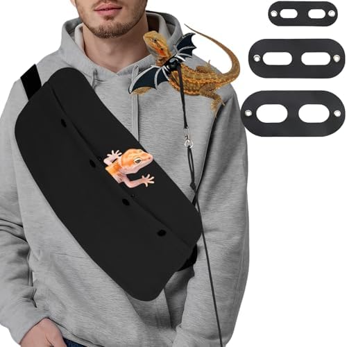 Bearded Dragon Leash and Harness Set, Bearded Dragon Accessories(Include Chest Pack, Lizard Leash), Bearded Dragon Decor Suit for Outdoor Travel-Black - Image 2