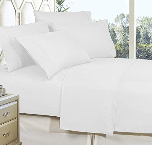 Close up look at the crisp white 1500 thread count microfiber fabric texture.