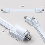 Close up view of the F-type female to female connectors on the Goupchn flat coaxial cable