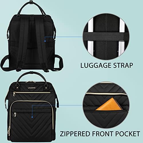 VANKEAN travel backpack back panel view featuring adjustable padded straps and luggage sleeve.