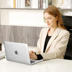 MOSISO matching silicone keyboard cover skin applied over laptop keys for spill defense.