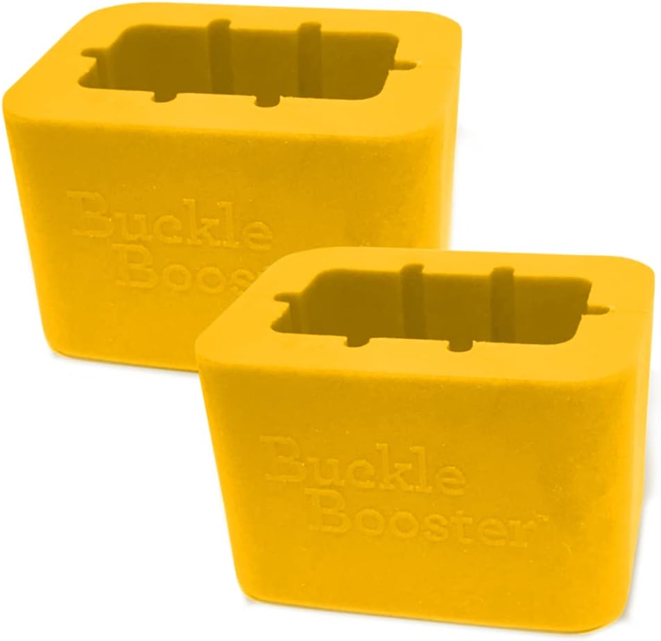 Seat Belt Extender Pros Buckle Booster Yellow front view of car seat belt receiver stabilizer