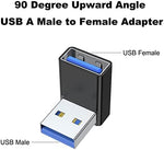 AreMe angled USB male to female converter showing premium aluminum alloy shell