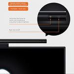 Diirglus anti glare desk light bar showcasing the adjustable gravity hinge mechanism on monitor rear view
