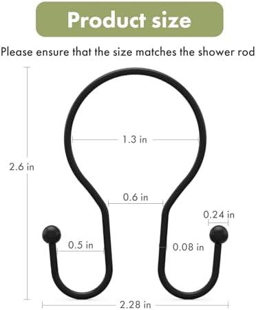AmazerBath rust proof shower rings set of 12 for bathroom decoration