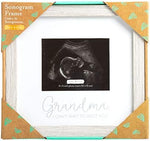 Close up of the distressed gray finish and heartfelt message on the ultrasound photo frame