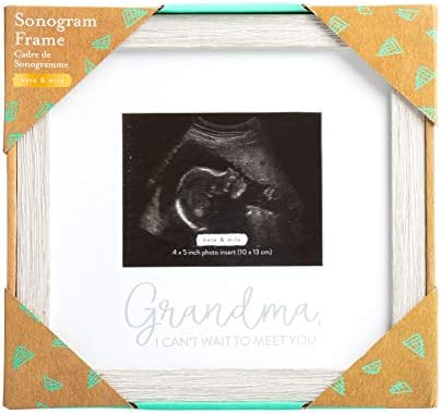 Close up of the distressed gray finish and heartfelt message on the ultrasound photo frame