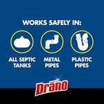 Drano septic pods illustrating the prevention of oil and grease buildup in tanks.