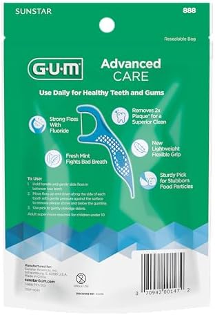Ergonomic control grip handle of GUM dental floss picks