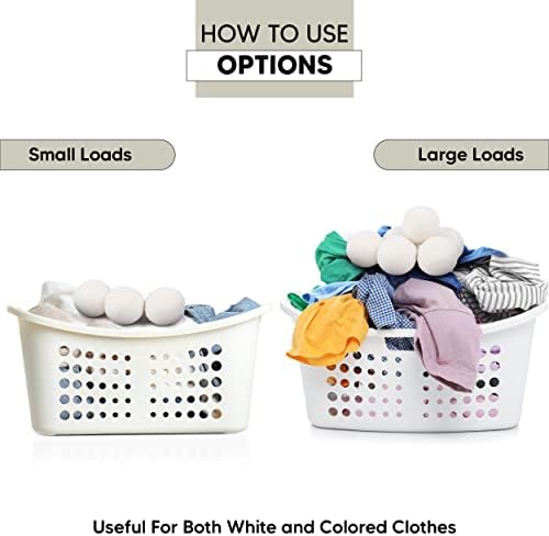 Incredible Raytrade wool balls shown with essential oils for scented laundry care.