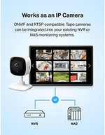 Tapo C100 indoor surveillance camera highlighting its built-in speaker for two-way audio.