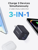 UGREEN Gallium Nitride fast charging brick showing sleek travel-friendly design