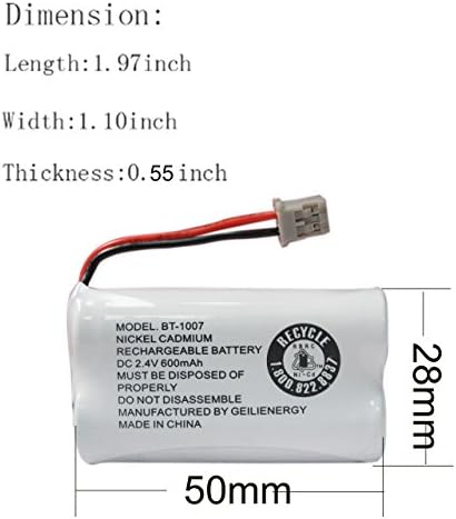 Close up of the technical specifications print on the GEILIENERGY 2.4V 600mAh battery cell.