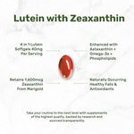 Nutritional facts panel on Deal Supplement vision complex listing astaxanthin, omega three, and phospholipids.