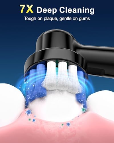 Rtauys rechargeable power toothbrush showcasing the five distinct brushing mode indicator lights.