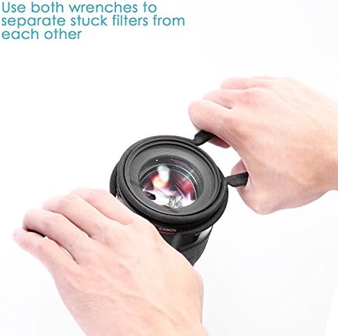 Durable metal and rubber filter wrench kit for camera gear