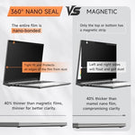 Mamol laptop privacy film showing the bubble free and no glue installation process on a laptop.