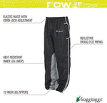 Premium imported waterproof outdoor pants with twelve inch leg zippers for easy wear.