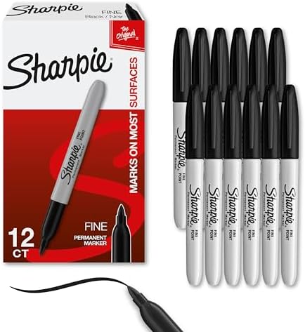 Sharpie 12-count black markers box angle display