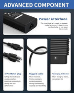 Powjdwz electronic laptop charger cord angled view highlighting the illuminated light emitting diode power status indicator on the tip