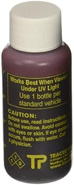 Tracerline fluorescent UV engine oil dye liquid closeup