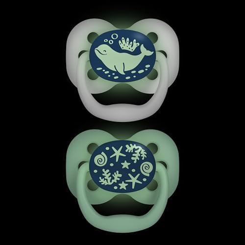 Dr Brown's Natural Flow Baby,Infant Silicone Dr. Brown's Advantage Pacifiers, Stage 1, Glow in The Dark, Pack of 2, Blue, Birth+ to 6M - Image 4