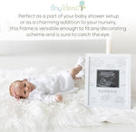 Authentic Tiny Ideas imported premium white plastic sonogram frame packaging detail