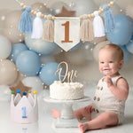 High chair banner attached to baby seat for photoshoot