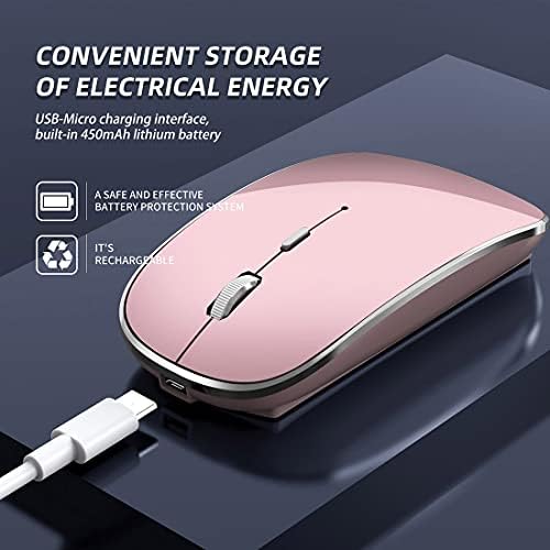 Halpilt silent portable mouse in rose gold next to a modern laptop