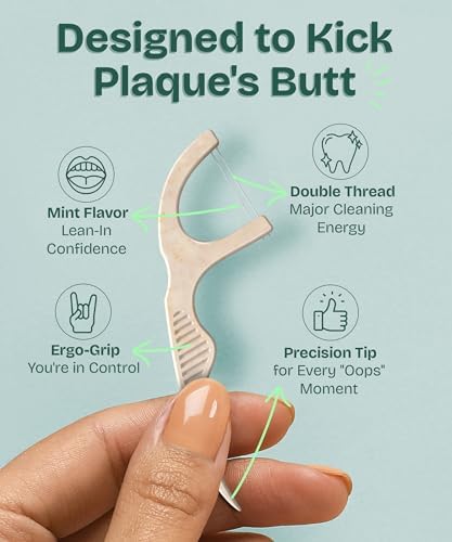 Double thread mint flavored dental picks for tight teeth cleaning