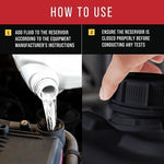 High-visibility smoke fluid bottle for fuel leak detector machines