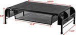 Simple Houseware computer monitor organizer showing side storage pockets holding pens and smartphones.