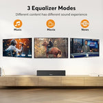 Wohome sound bar mounted on wall below flat screen television