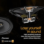 Pioneer 6.5 inch 2-way component speaker set displayed with full factory packaging and installation hardware.