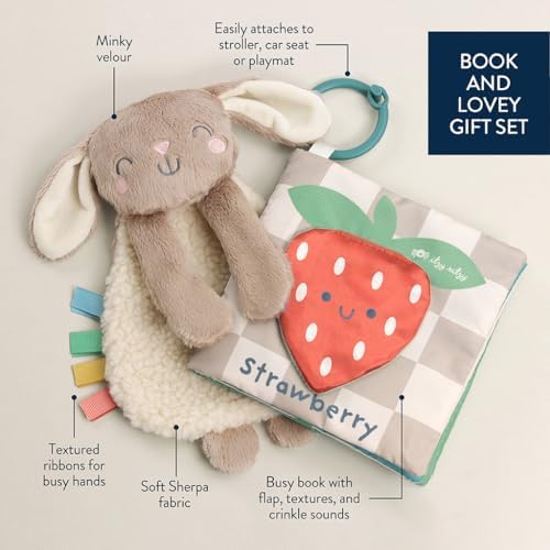 Close up view of the durable attachment ring on the baby soft book