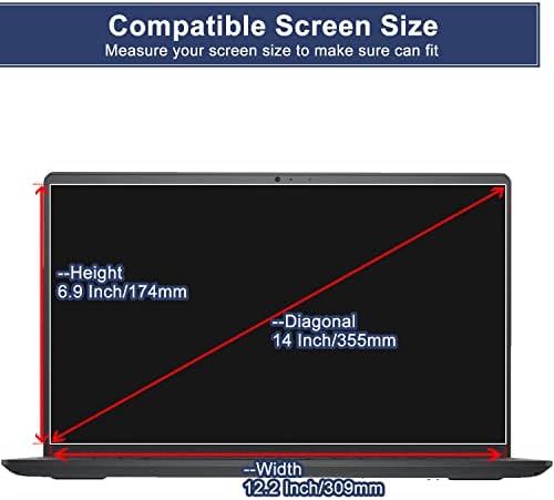 Close up view of blue light filter film on 14 inch laptop