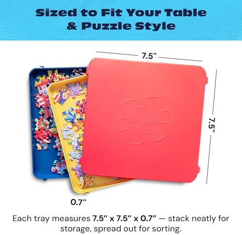 Closer view of interlocking modular sorting trays for one thousand piece puzzles