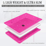 Bottom view of pink protective cover showcasing thermal cooling vents and rubber feet