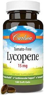 Carlson imported USA premium lycopene capsules bottle side view
