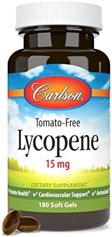Carlson imported USA premium lycopene capsules bottle side view