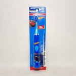 Sonic vibration technology demonstrated on Brush Buddies kids electric toothbrush.