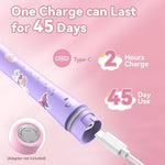 Close up of soft bristles on the JTF kids toothbrush designed for sensitive teeth.
