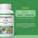 Vegetarian capsule formulation of Natural Factors Pycnogenol 25 mg for healthy aging support