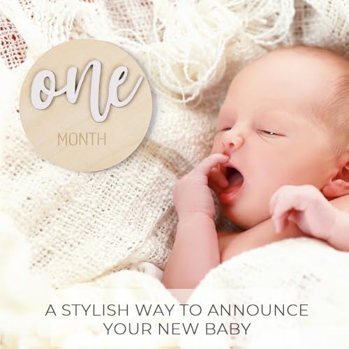 Giftacity baby monthly milestone discs showing double sided 3D engraving