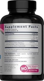 NeoCell Joint Complex supplement facts label showcasing 2400mg collagen type 2 and hyaluronic acid content